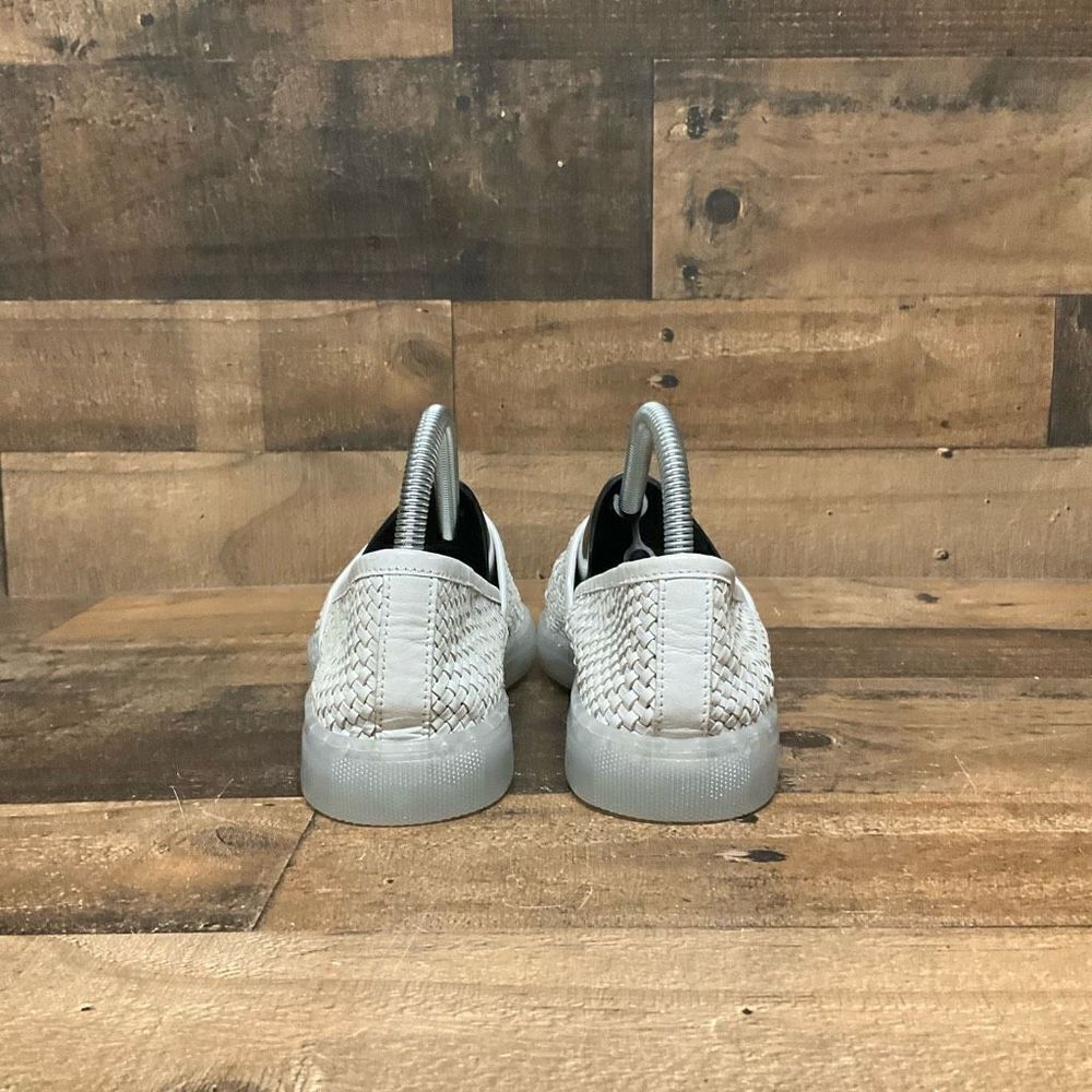 Free People Women’s Size 37 Santorini Sneaker White Woven Leather Slip On Shoes - Picture 3 of 6